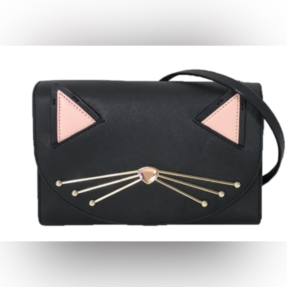 kate spade Black Crossbody Bag with Pink Ear Accents